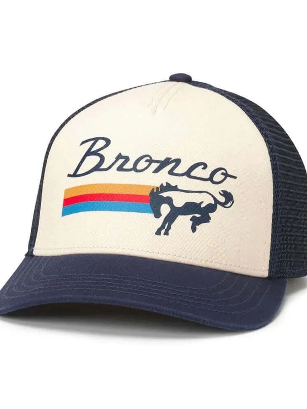 Vintage Bronco Cream and Navy Trucker Hat with Retro Stripes - Picture 2 of 9